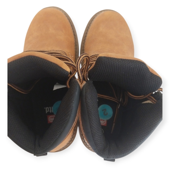 Ecko Unltd Kids Tan Work Boots Size 2 Boys Lace Up Ankle Boots - Picture 4 of 6